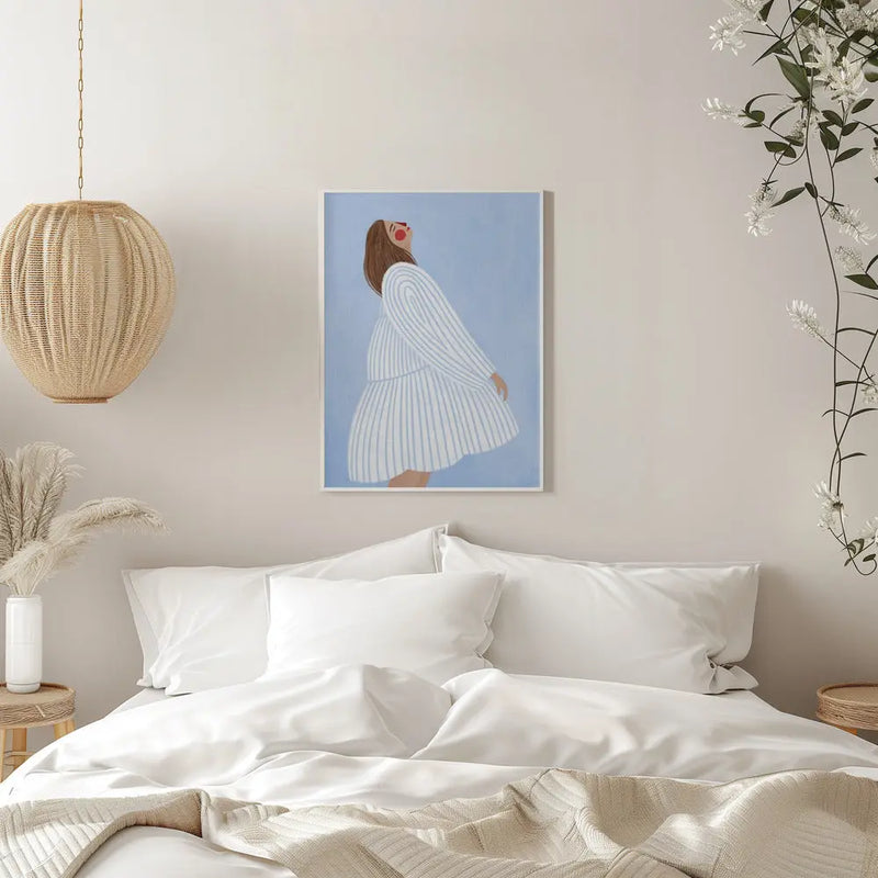 The Woman With the Blue Stripes - Stretched Canvas, Poster or Fine Art Print I Heart Wall Art