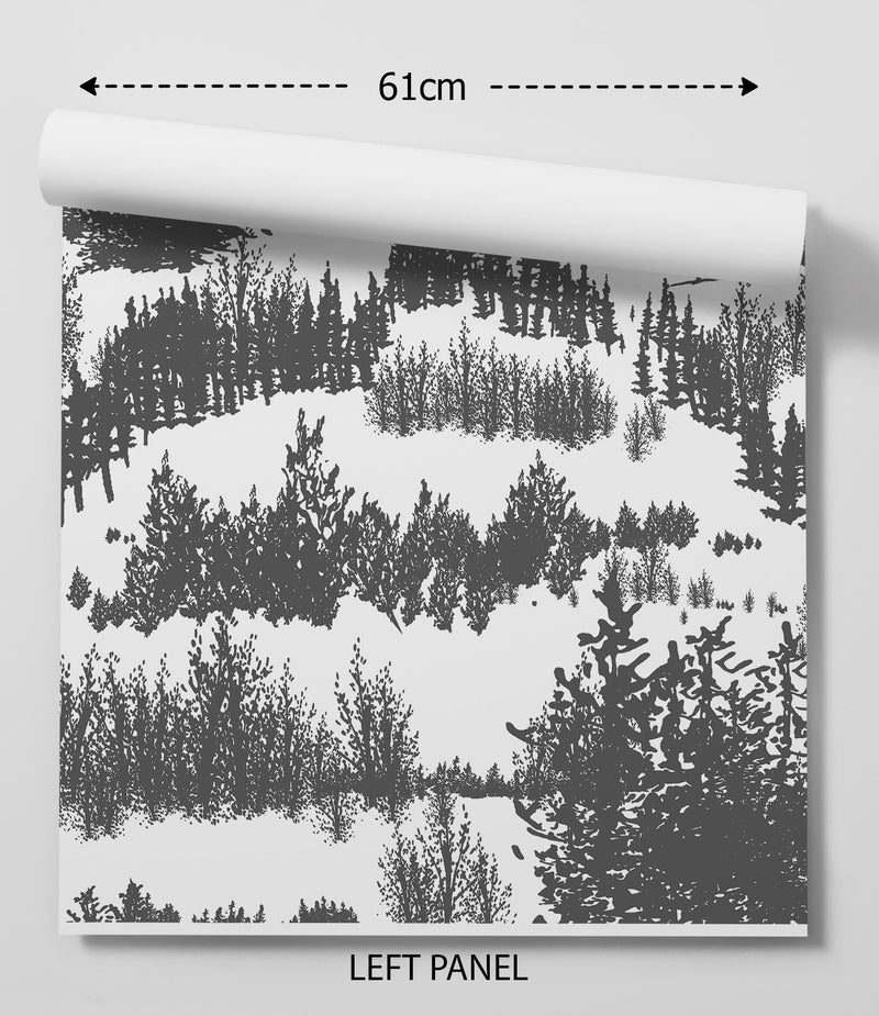 The Forest Series / Thick Forest - Forest Grey and White Wallpaper I Heart Wall Art Australia