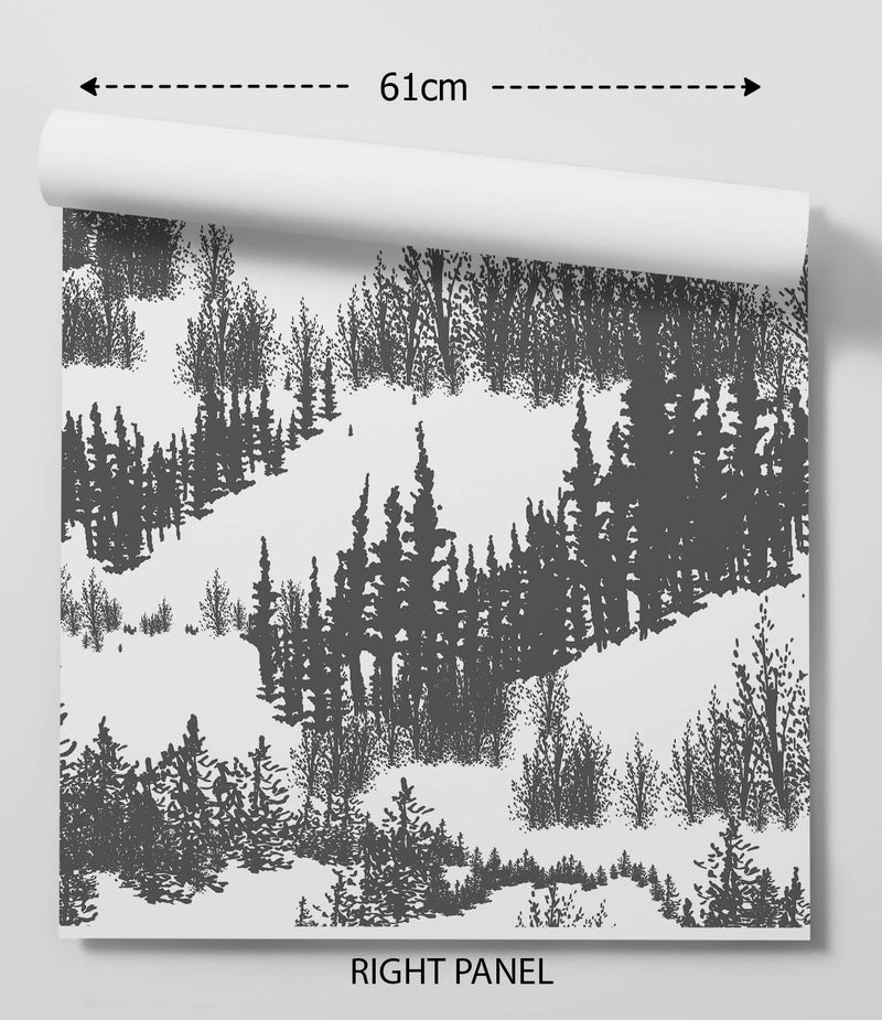 The Forest Series / Thick Forest - Forest Grey and White Wallpaper I Heart Wall Art Australia