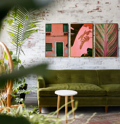 Three Piece Artwork - Pink And Green Should Always Be Seen Canvas Art Triptych - I Heart Wall Art