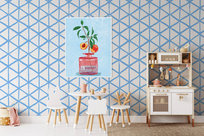 Three's A Magic Number In Blue - Peel and Stick Removable Wallpaper I Heart Wall Art Australia 