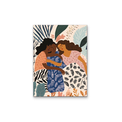 Time to Dream - Sleeping Women, Pattern & Florals Stretched Canvas Wall Art Print I Heart Wall Art