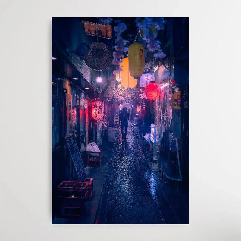 Tokyo Blue Rain by Javier De La - Photographic print of Tokyo Street Lights