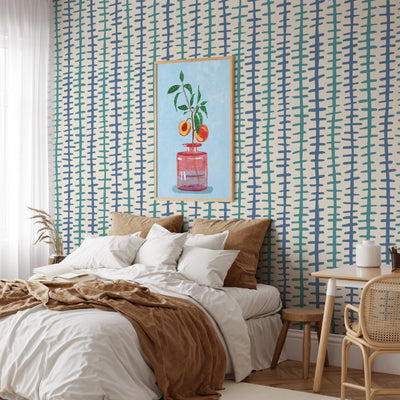 Tracks in Blue and Green - Peel and Stick Removable Wallpaper I Heart Wall Art Australia 