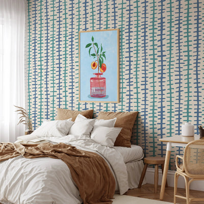 Tracks in Blue and Green - Peel and Stick Removable Wallpaper I Heart Wall Art Australia 