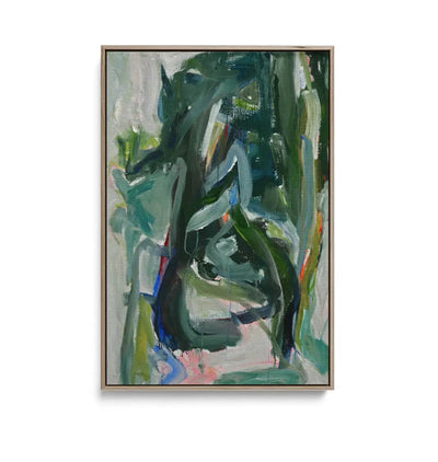 Trunk - Green Abstract Painting by Fons Heijnsbroek - Stretched Canvas Print or Framed Fine Art Print - Artwork