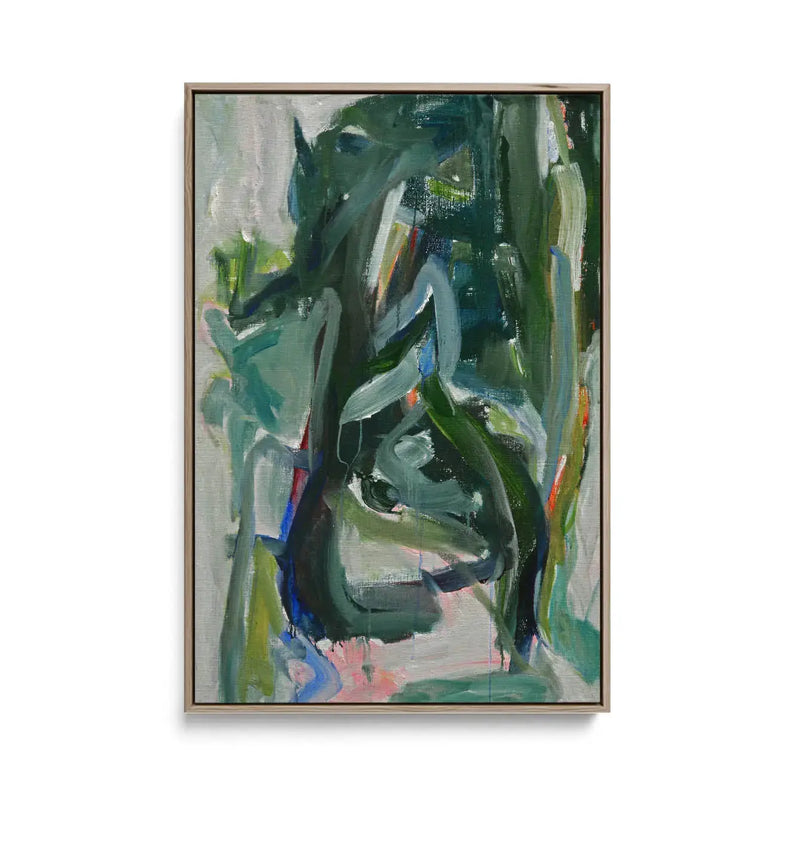 Trunk - Green Abstract Painting by Fons Heijnsbroek - Stretched Canvas Print or Framed Fine Art Print - Artwork