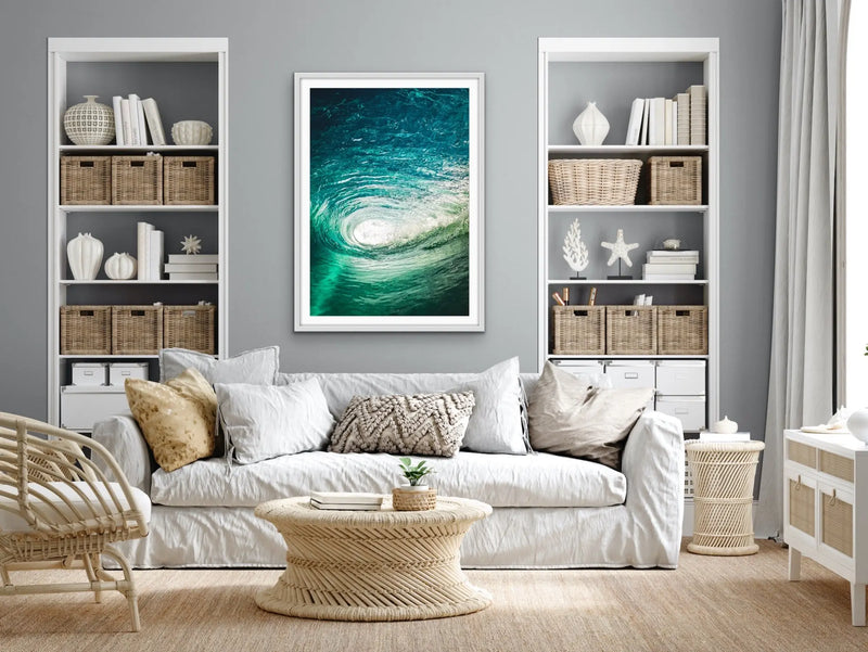 Tube - Wave Water Ocean Stretched Canvas Print or Framed Fine Art Print - Artwork I Heart Wall Art Australia