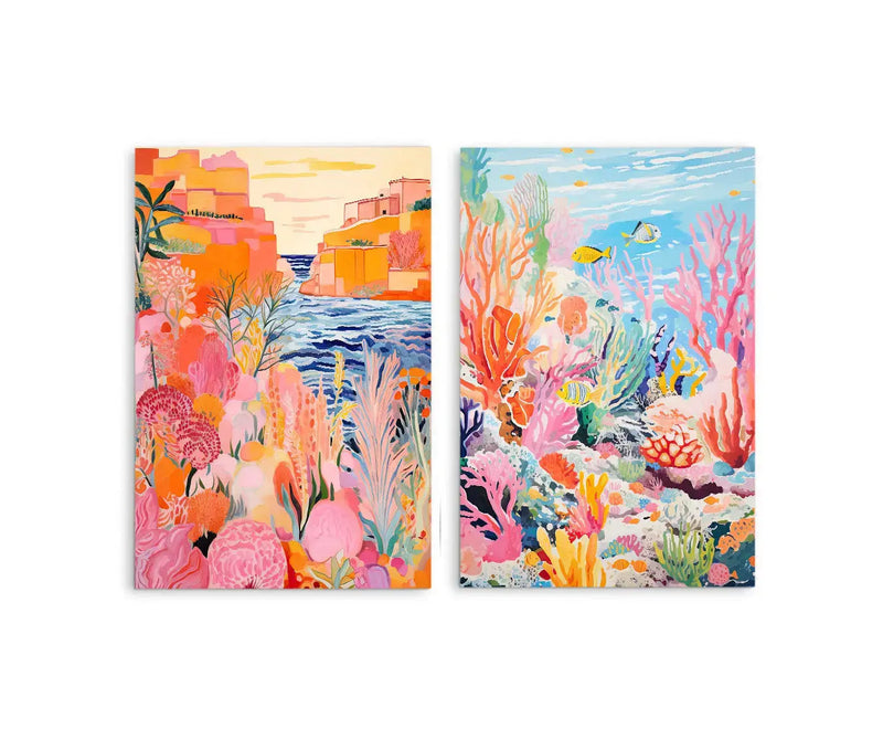 Under The Sea -  Two Piece Kids Stretched Canvas Print or Framed Fine Art Print - Artwork I Heart Wall Art Australia