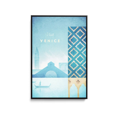 Venice by Henry Rivers - Stretched Canvas Print or Framed Fine Art Print - Artwork- Vintage Inspired Travel Poster I Heart Wall Art Australia 