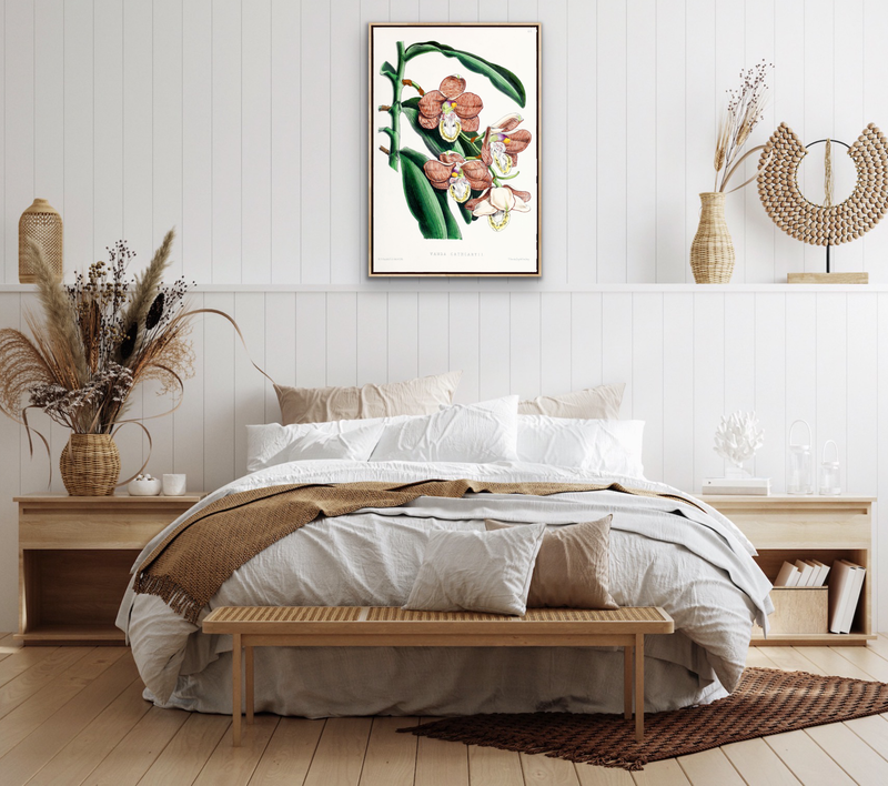 Vanda Cathcartii Orchid from The Floral Magazine (1861-1881) by Worthington G. Smith, John N. Fitch and Walter H. Fitch - Botanical Illustration Stretched Canvas or Wall Art Print