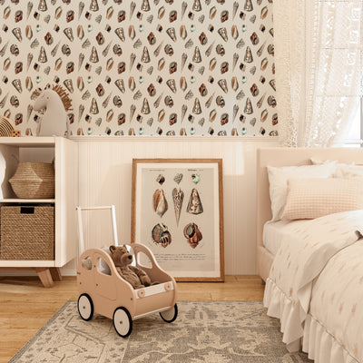 Vintage Shell Illustration Wallpaper - Quality Peel and Stick Adhesive Wallpaper