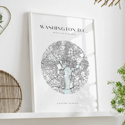 Washington DC City Map - Heart, Square Or Round City Map - I Heart Wall Art