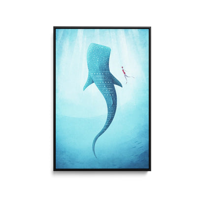 Whale Shark by Henry Rivers - Stretched Canvas Print or Framed Fine Art Print - Artwork- Vintage Inspired Travel Poster I Heart Wall Art Australia 