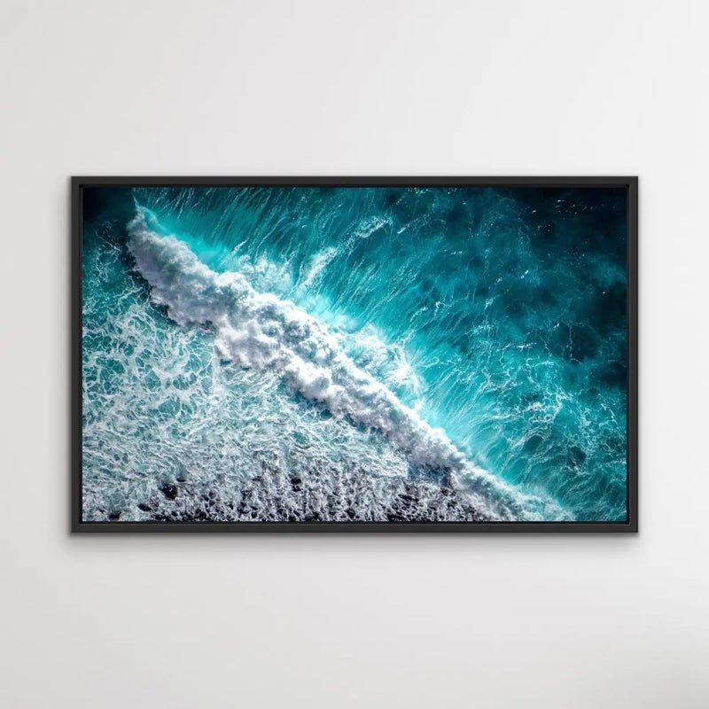 Wild Ocean- Ocean Wave Blue Stretched Canvas Wall Art Print