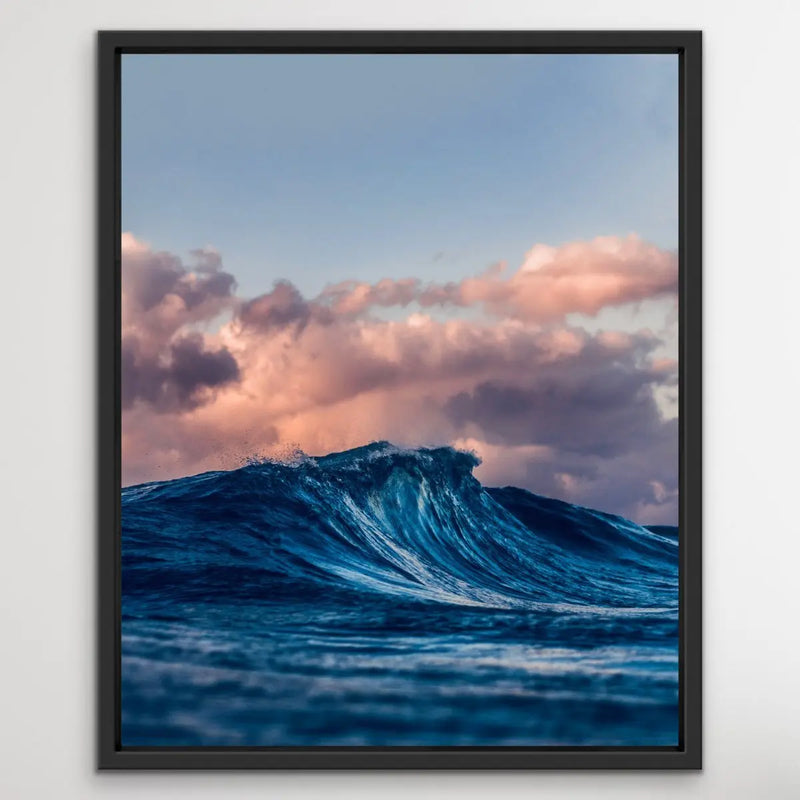 Winter Wave - Blue and Pink Rolling Wave Photographic Art Print Canvas Art