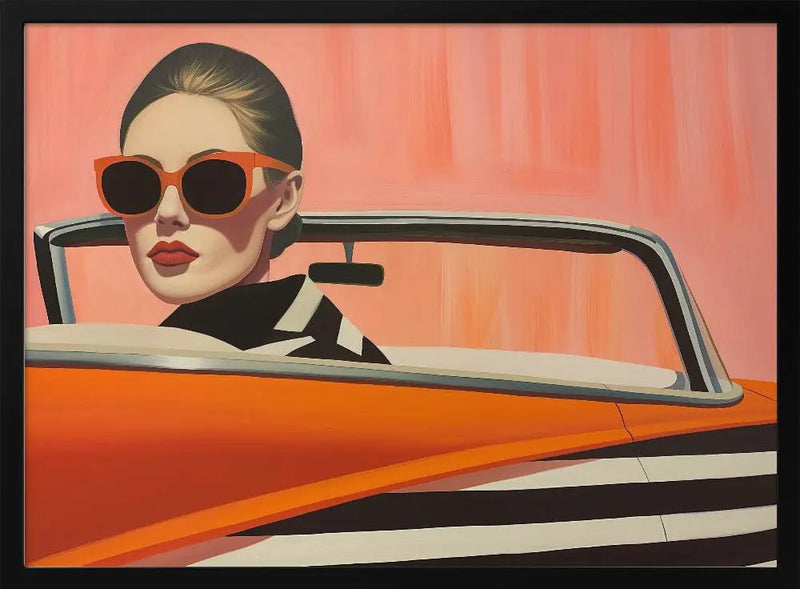 Woman In a Cadilac - Stretched Canvas, Poster or Fine Art Print I Heart Wall Art