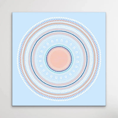 Yarning Circle - Blue - Aboriginal Art Print By Sherri Cummins - I Heart Wall Art