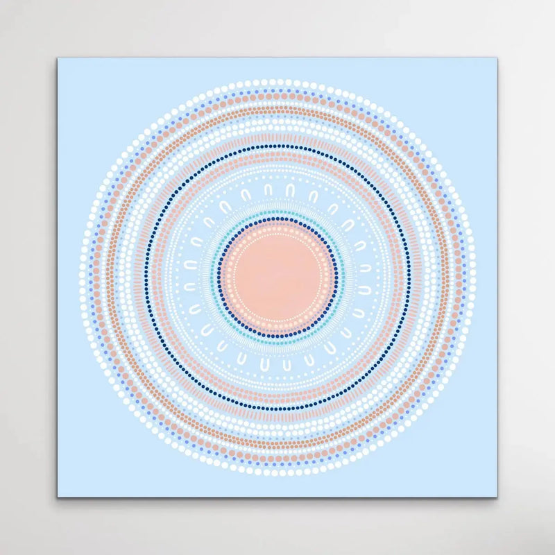 Yarning Circle - Blue - Aboriginal Art Print By Sherri Cummins - I Heart Wall Art