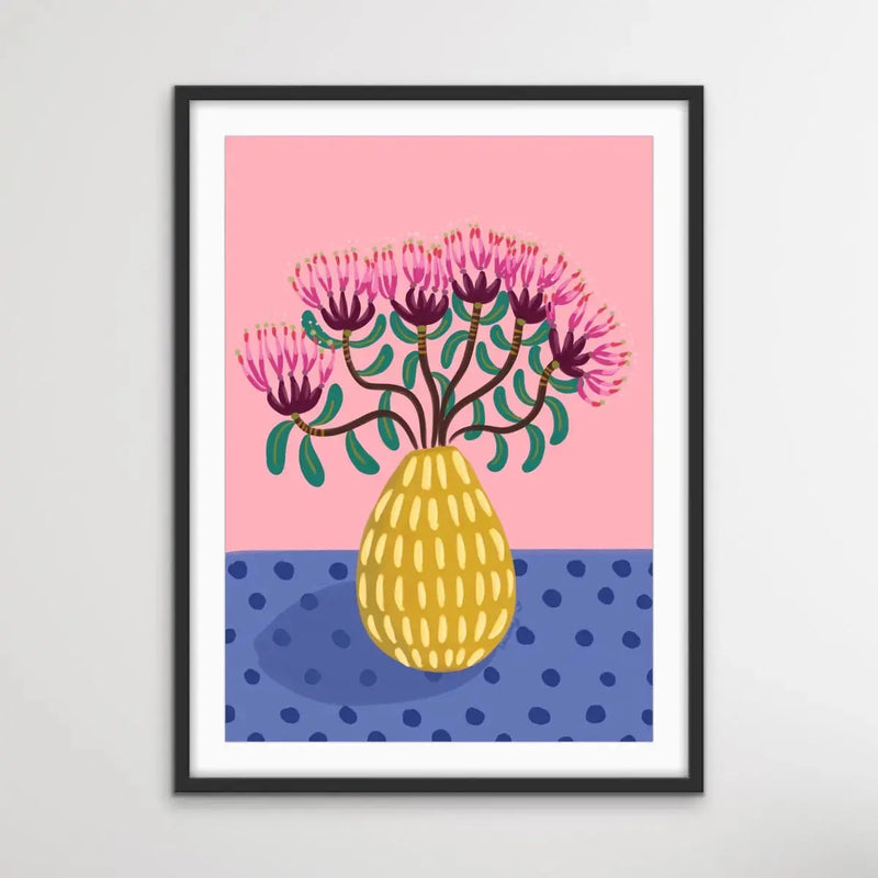 Yellow Mustard Vase By Emma Whitelaw - Australian Flora Canvas or Art Print