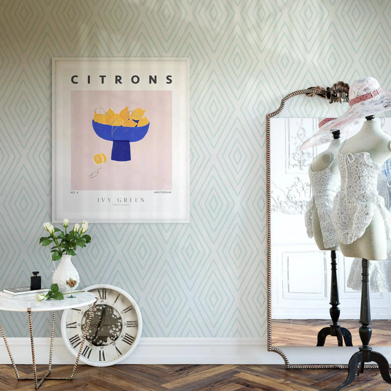 Green Diamonds - Peel and Stick Removable Wallpaper I Heart Wall Art Australia 