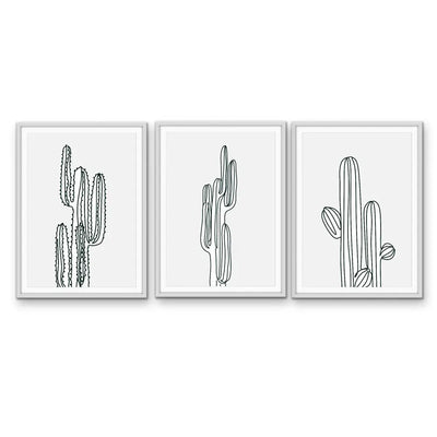 You're Cactus - Three Piece Black and White Stretched Canvas Art or Framed Art Print Set Triptych - I Heart Wall Art