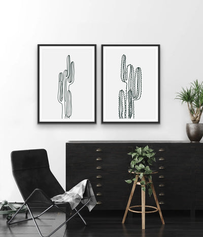 You're Cactus - Two Piece Black and Whit Stretched Canvas Print or Framed Fine Art Print - Artwork - I Heart Wall Art