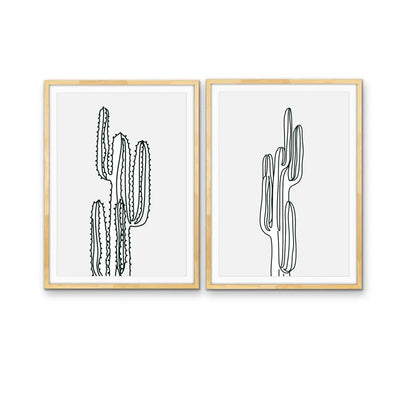 You're Cactus - Two Piece Black and Whit Stretched Canvas Print or Framed Fine Art Print - Artwork - I Heart Wall Art