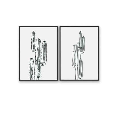 You're Cactus - Two Piece Black and Whit Stretched Canvas Print or Framed Fine Art Print - Artwork I Heart Wall Art Australia