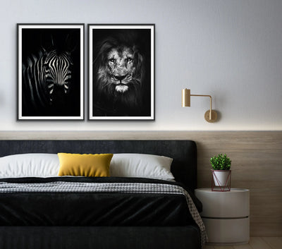 Zebra And Lion - Animals of Africa Print Set Diptych I Heart Wall Art Australia