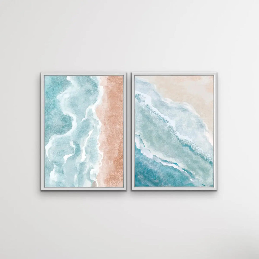 A Beach Somewhere - Two Piece Boho Beach Print Set Diptych - I Heart Wall Art - Poster Print, Canvas Print or Framed Art Print