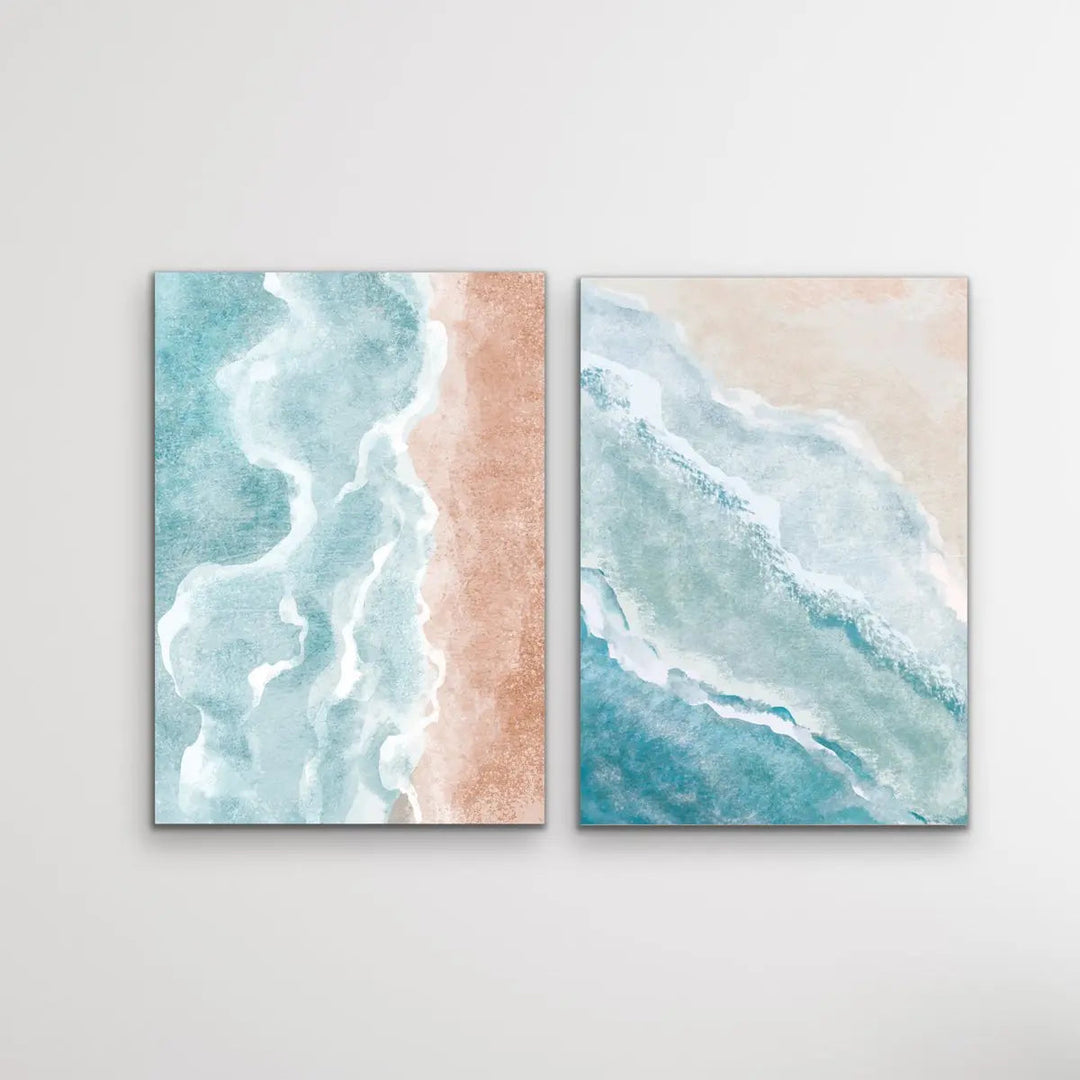 A Beach Somewhere - Two Piece Boho Beach Print Set Diptych - I Heart Wall Art - Poster Print, Canvas Print or Framed Art Print