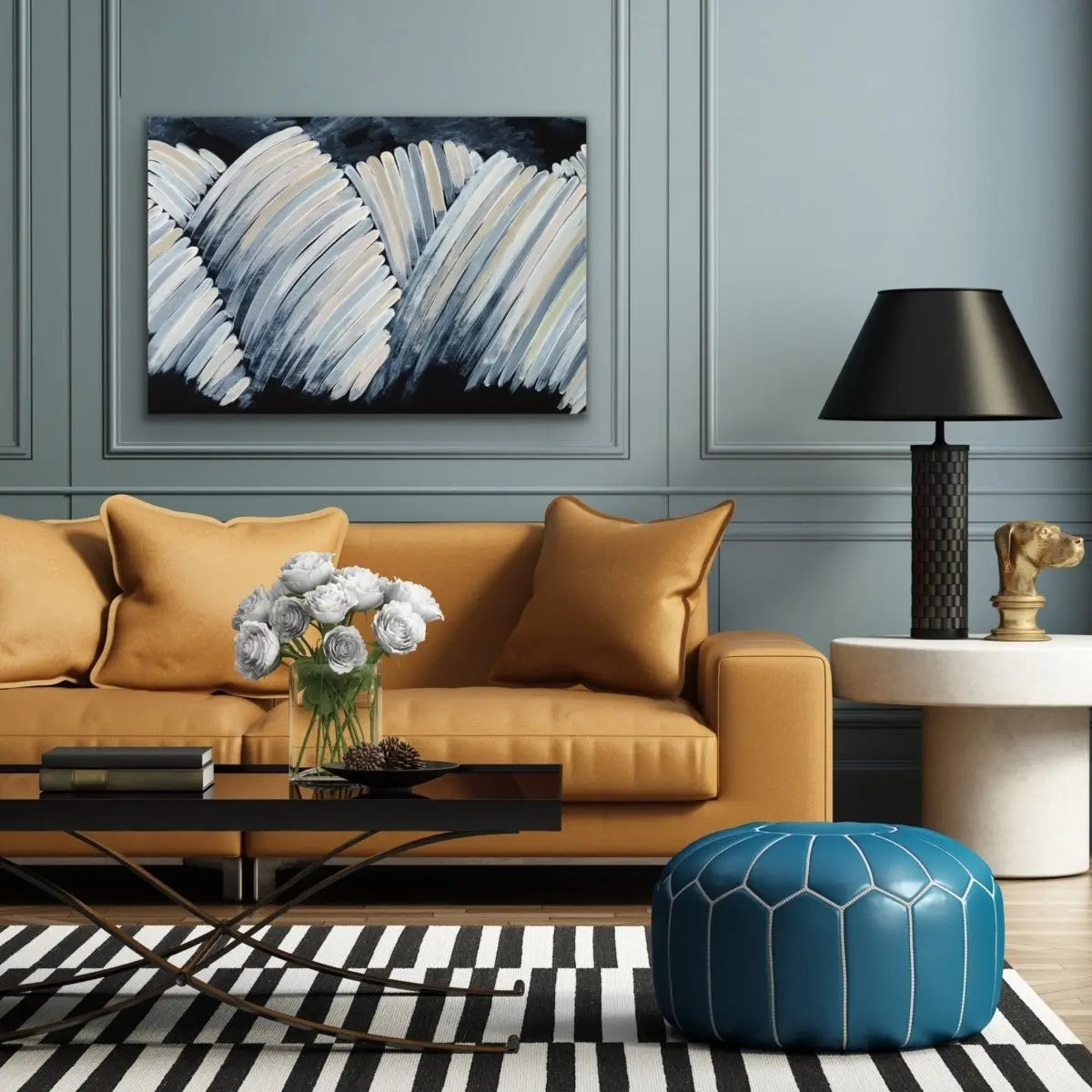 A Beautiful Place - Black and Pastel Abstract Pink Blue Artwork Canvas Print - I Heart Wall Art - Poster Print, Canvas Print or Framed Art Print