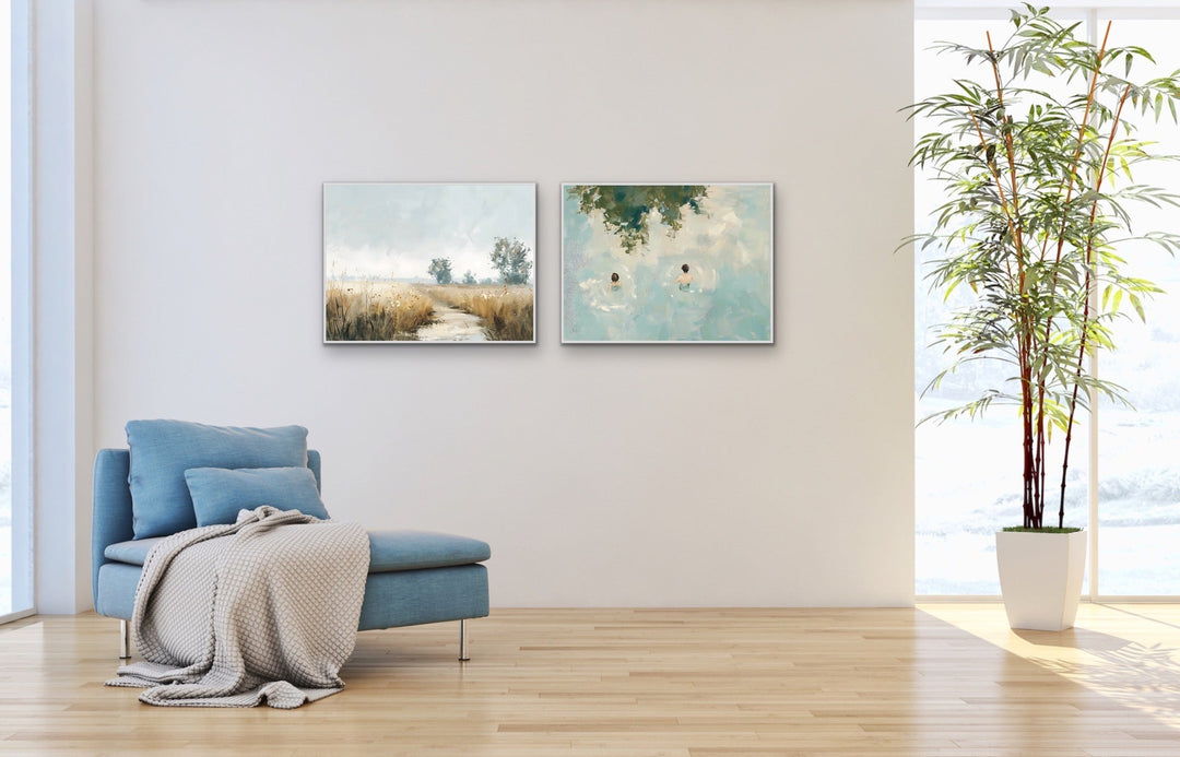 A Day Out - Two Piece Set Vintage Lake, Nature Stretched Canvas, Wall Art Print I Heart Wall Art Australia