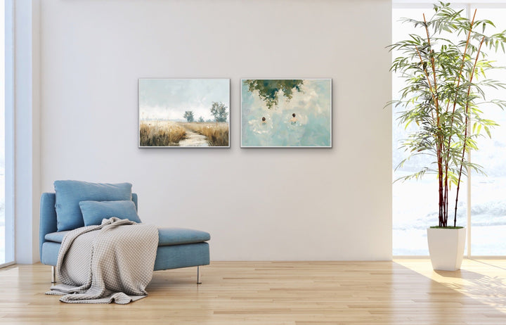 A Day Out - Two Piece Set Vintage Lake, Nature Stretched Canvas, Wall Art Print I Heart Wall Art Australia