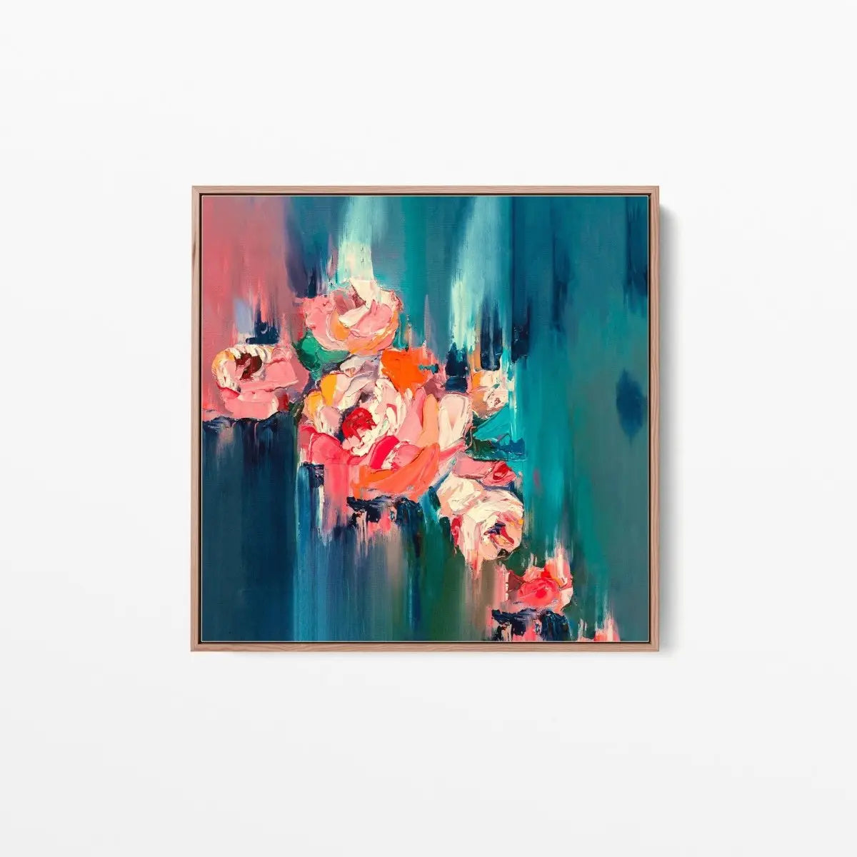 A Golden Day - Abstract Pink and Green Floral Canvas Artwork Wall Art Print - I Heart Wall Art - Poster Print, Canvas Print or Framed Art Print