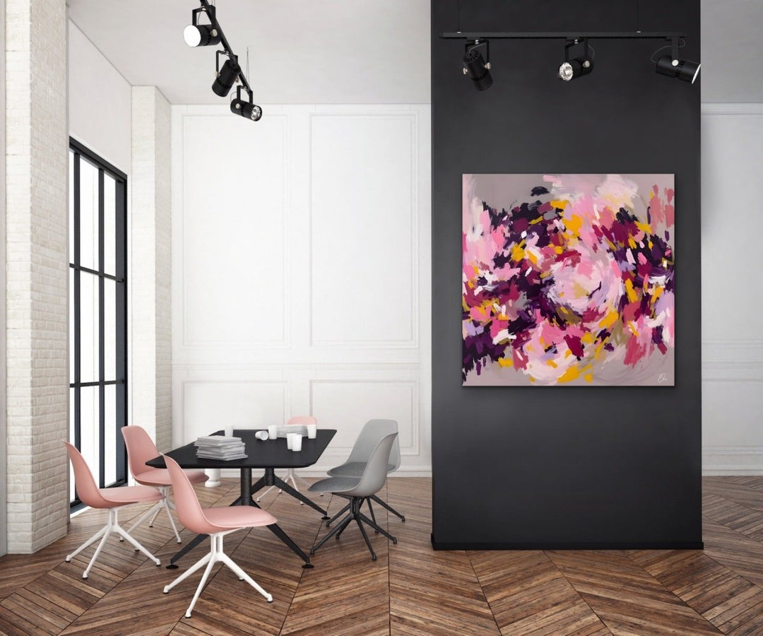 A Joyful Life - Pink and Gold Abstract Landscape Art Print - I Heart Wall Art - Poster Print, Canvas Print or Framed Art Print