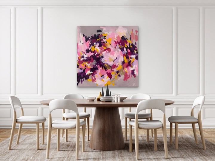 A Joyful Life - Pink and Gold Abstract Landscape Art Print - I Heart Wall Art - Poster Print, Canvas Print or Framed Art Print