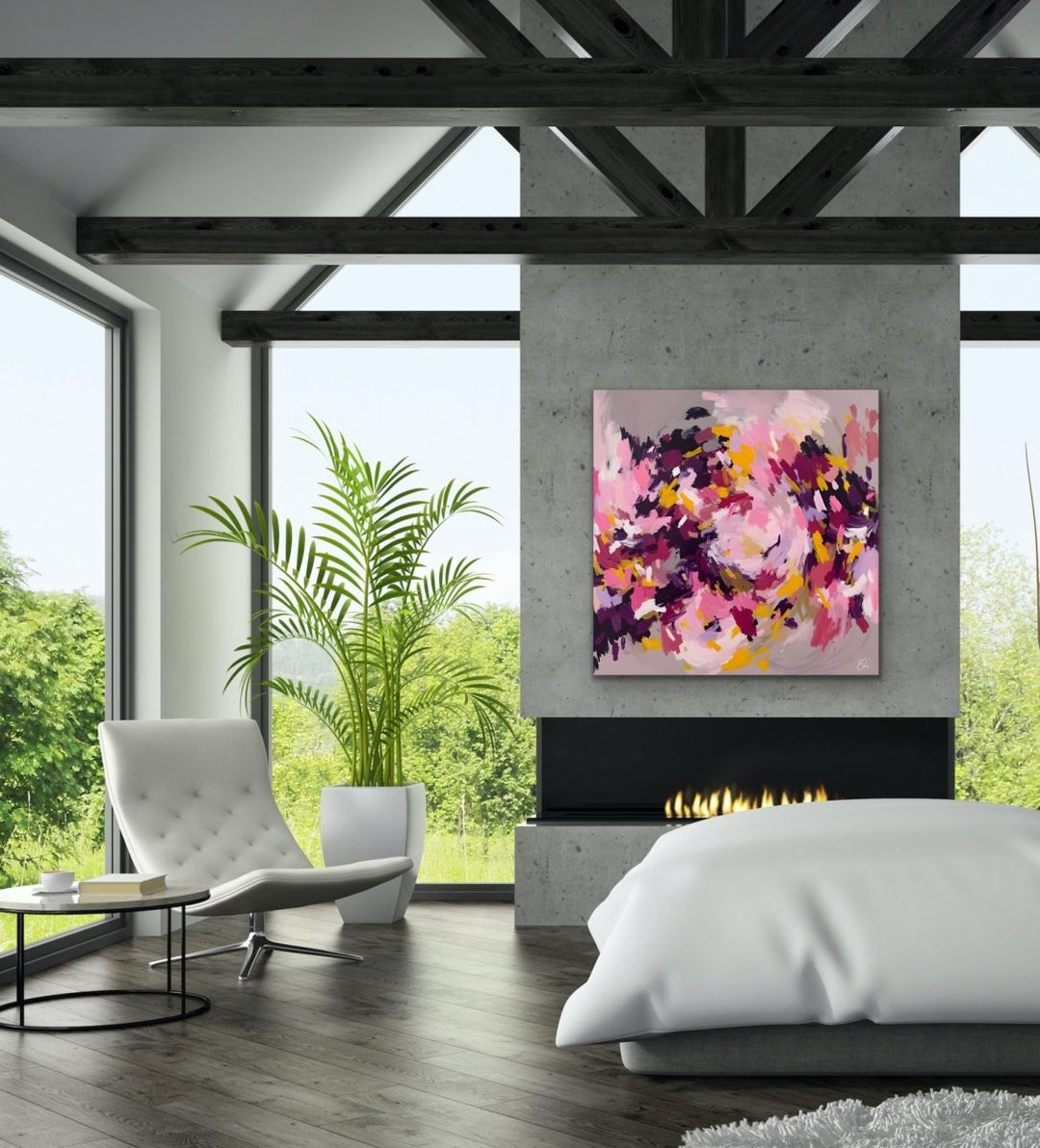 A Joyful Life - Pink and Gold Abstract Landscape Art Print - I Heart Wall Art - Poster Print, Canvas Print or Framed Art Print