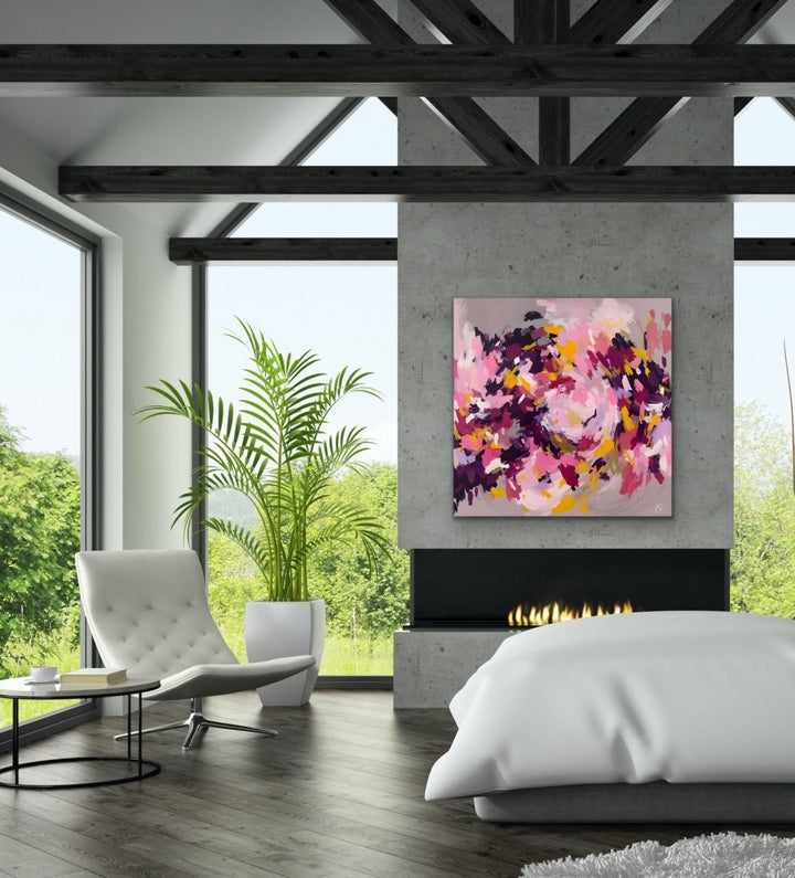 A Joyful Life - Pink and Gold Abstract Landscape Art Print - I Heart Wall Art - Poster Print, Canvas Print or Framed Art Print