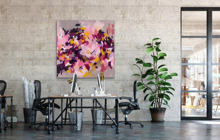 A Joyful Life - Pink and Gold Abstract Landscape Art Print - I Heart Wall Art - Poster Print, Canvas Print or Framed Art Print