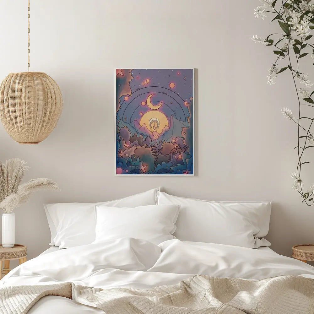 A Nightitme Forest - Stretched Canvas, Poster or Fine Art Print I Heart Wall Art