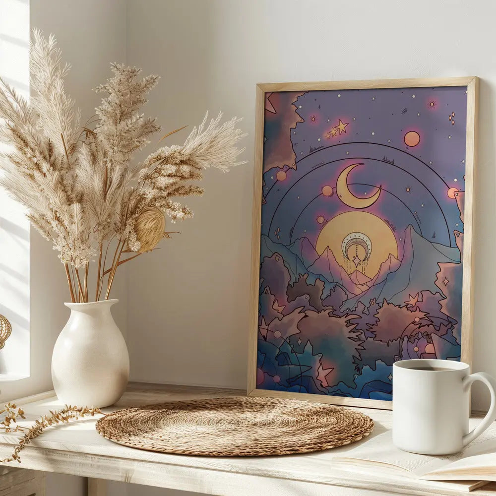 A Nightitme Forest - Stretched Canvas, Poster or Fine Art Print I Heart Wall Art