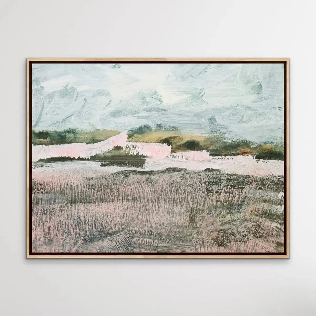 A Place To Remember - Abstract Landscape Pink and Green Print - I Heart Wall Art - Poster Print, Canvas Print or Framed Art Print