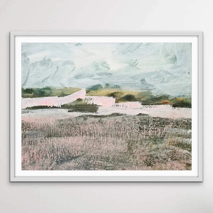 A Place To Remember - Abstract Landscape Pink and Green Print - I Heart Wall Art - Poster Print, Canvas Print or Framed Art Print