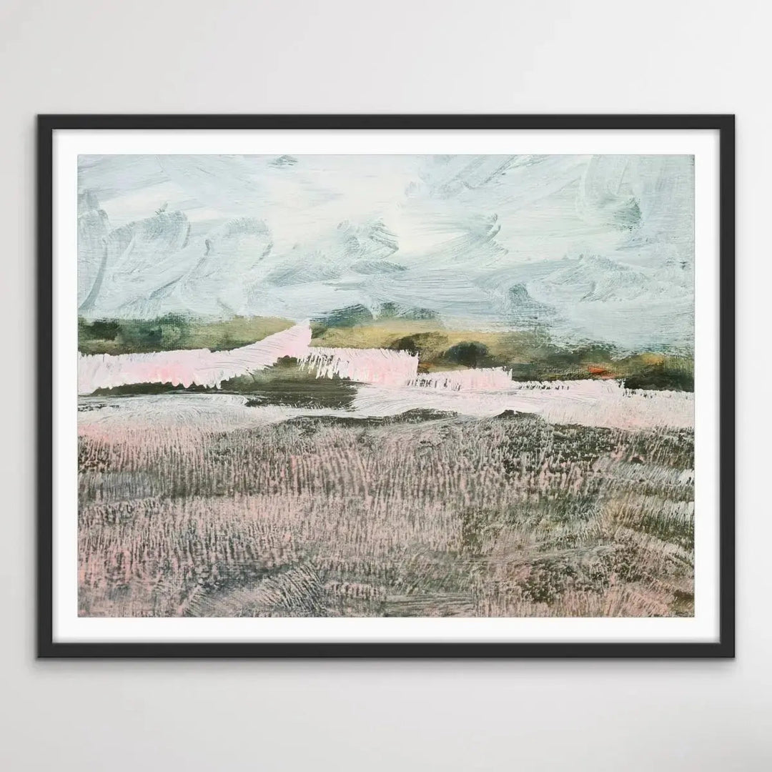 A Place To Remember - Abstract Landscape Pink and Green Print - I Heart Wall Art - Poster Print, Canvas Print or Framed Art Print