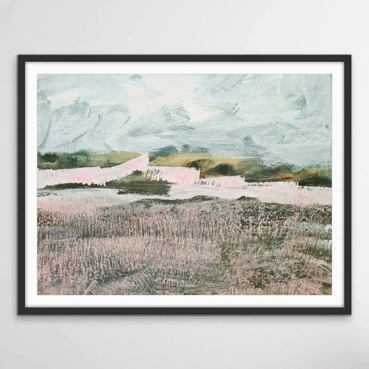 A Place To Remember - Abstract Landscape Pink and Green Print - I Heart Wall Art - Poster Print, Canvas Print or Framed Art Print
