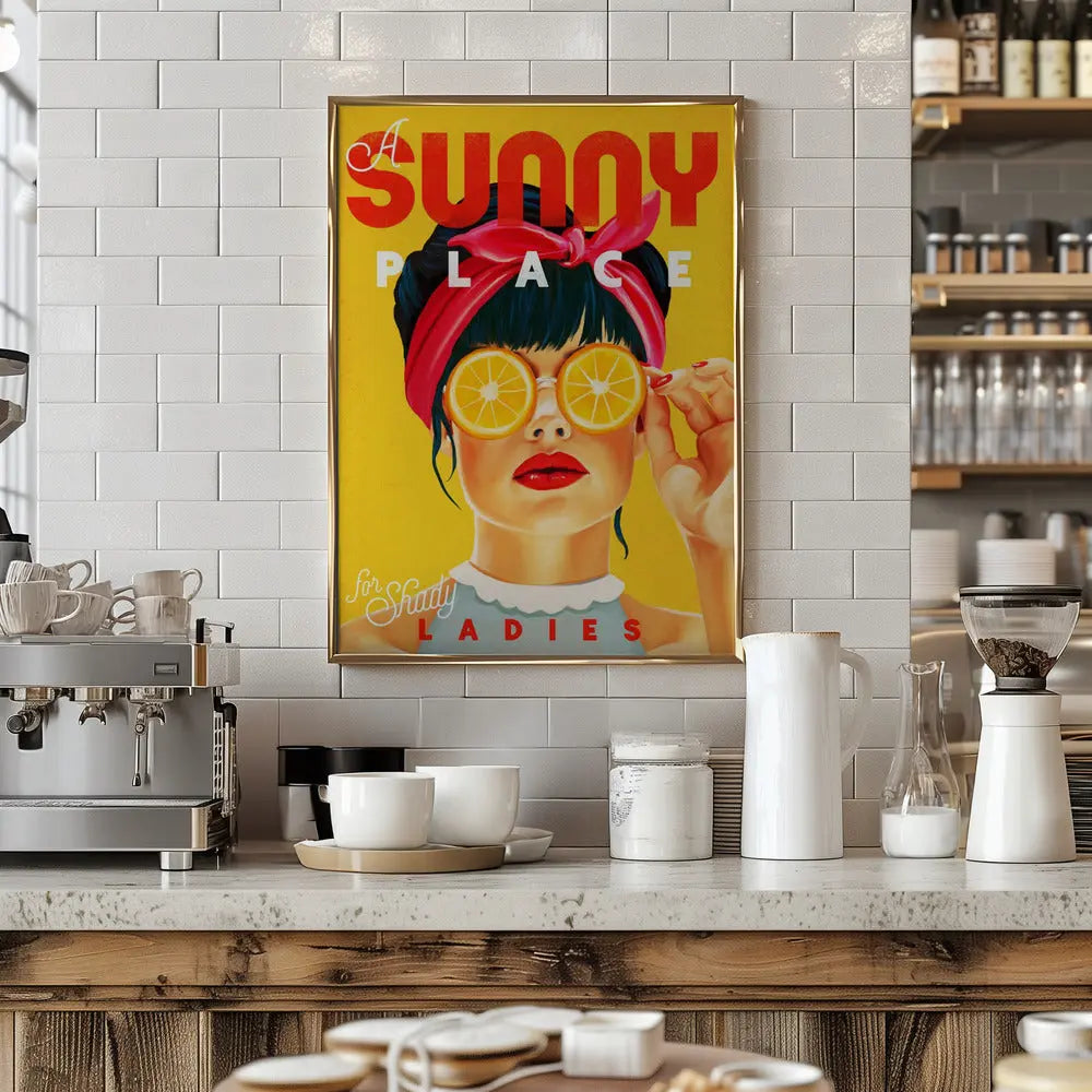 A Sunny Place For Shady Ladies Orange Pinup Art - Stretched Canvas, Poster or Fine Art Print I Heart Wall Art