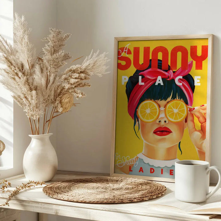 A Sunny Place For Shady Ladies Orange Pinup Art - Stretched Canvas, Poster or Fine Art Print I Heart Wall Art