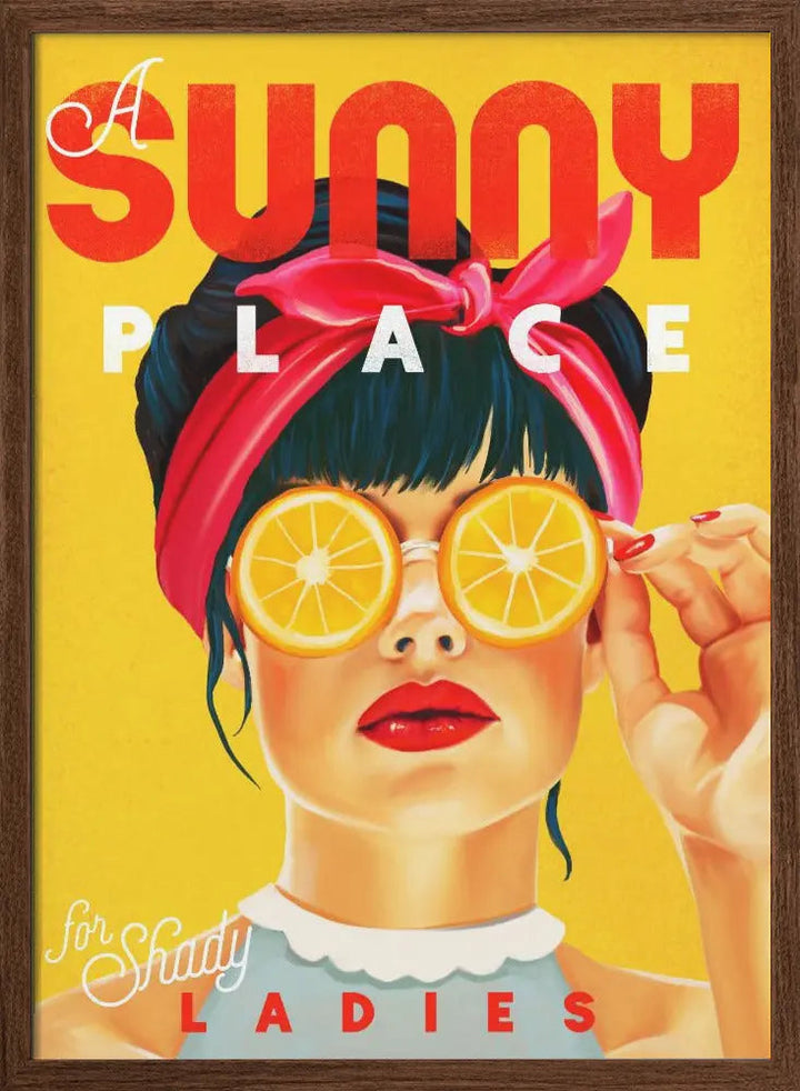 A Sunny Place For Shady Ladies Orange Pinup Art - Stretched Canvas, Poster or Fine Art Print I Heart Wall Art